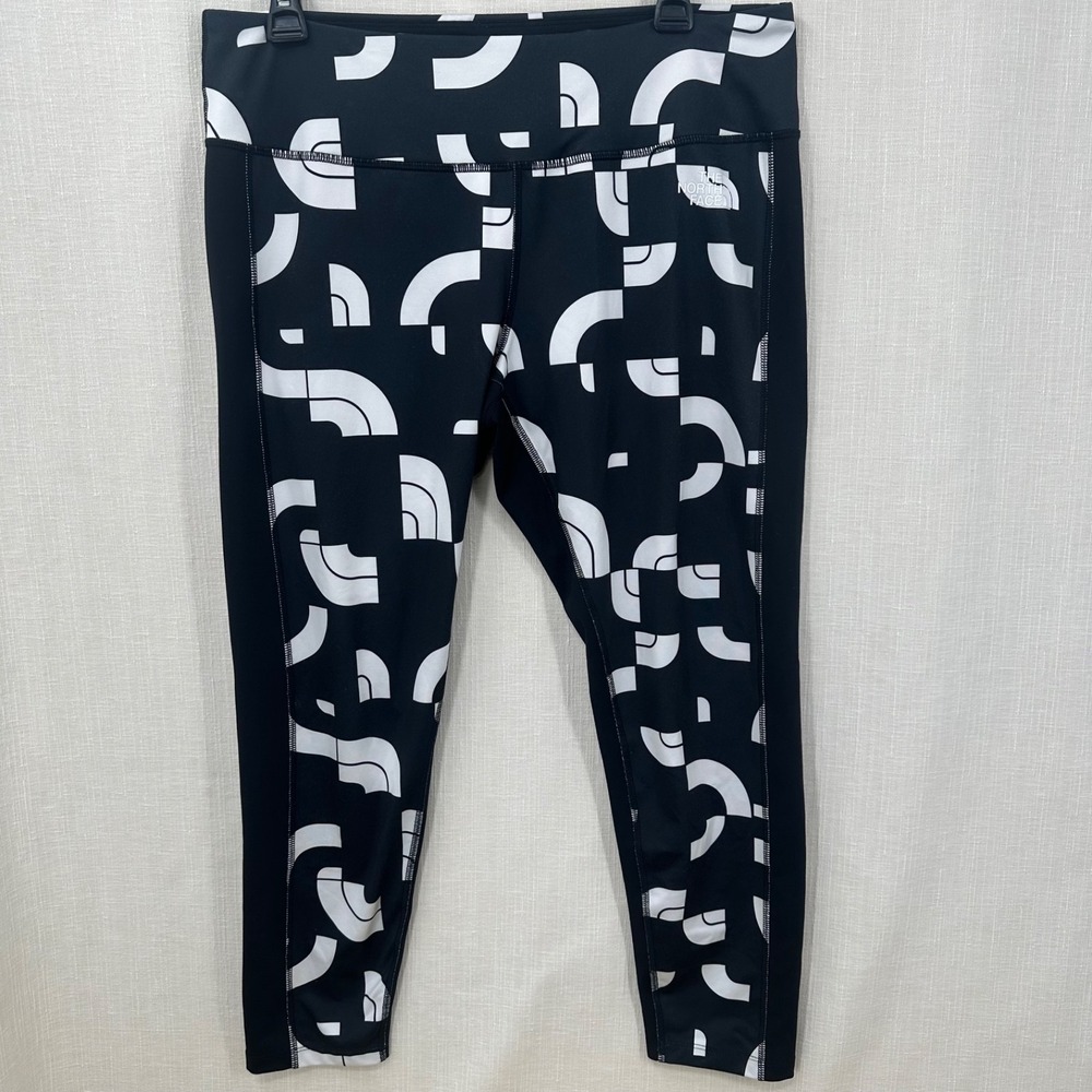 The North Face Women's XL Flex Graphic Performance Leggings Black/White Logo Pri